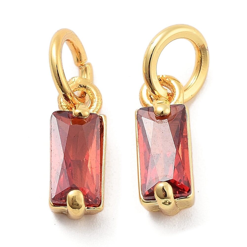 6744 Pandahall 20Pcs 18K Gold Plated Rectangle Charms Cubic Zirconia